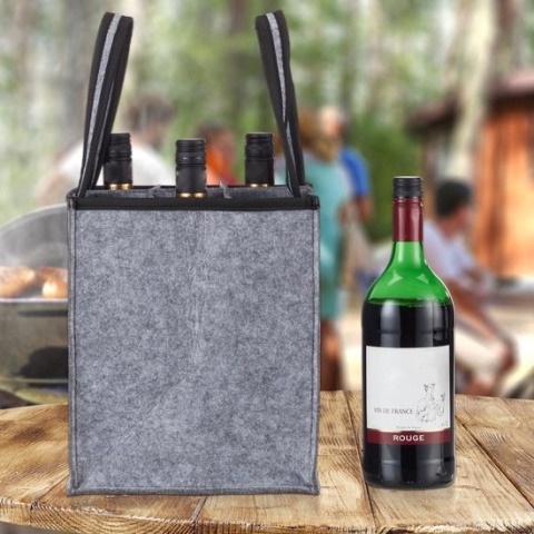 Torba filcowa na 9 butelek - szara - 45x24x24 cm – organizer na wino, piwo, napoje