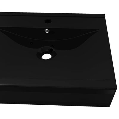 Umywalka prostokątna z otworem na kran - czarna - 60 x 46 cm Umywalka prostokątna z otworem na kran - czarna - 60 x 46 cm