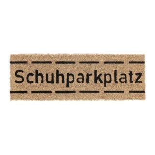 Wąska wycieraczka kokosowa z napisem – 75x25 cm – jasnobrązowa/czarna