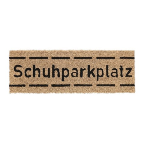 Wąska wycieraczka kokosowa z napisem – 75x25 cm – jasnobrązowa/czarna