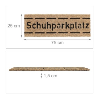 Wąska wycieraczka kokosowa z napisem – 75x25 cm – jasnobrązowa/czarna