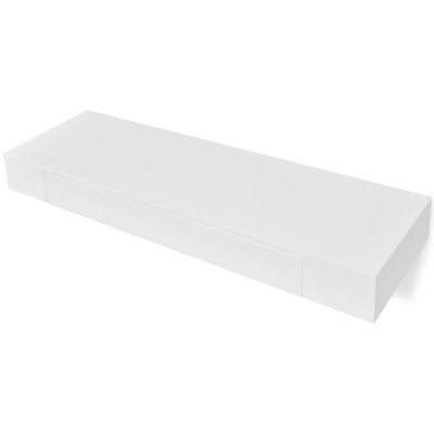 Wisząca półka na książki/DVD z szufladą - biała - 80 x 25 x 8 cm Wisząca półka na książki/DVD z szufladą - biała - 80 x 25 x 8 cm