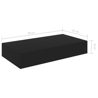 Wisząca półka ścienna z szufladą - czarna - 48x25x8 cm - outlet Wisząca półka ścienna z szufladą - czarna - 48x25x8 cm - outlet