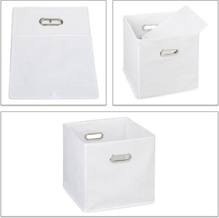 Zestaw 4 materiałowych koszy do przechowywania – 30x30x30 cm – poliester/tektura – biały
