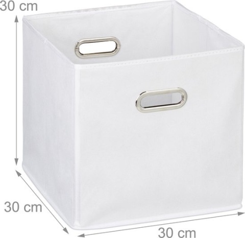 Zestaw 4 materiałowych koszy do przechowywania – 30x30x30 cm – poliester/tektura – biały