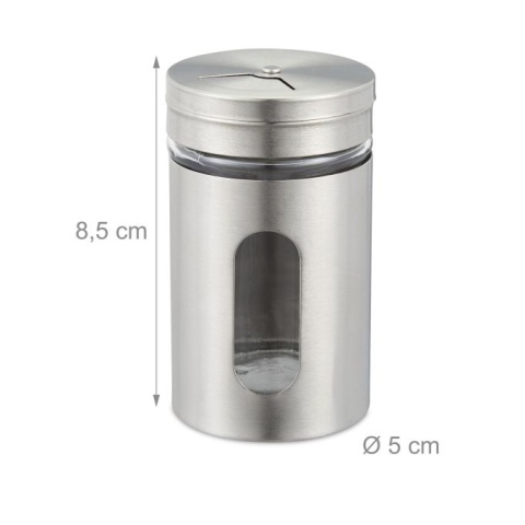 Zestaw przyprawników 12 szt. - stal nierdzewna - szkło - 8,5x5cm - 80ml - srebrny/przezroczysty Zestaw przyprawników 12 szt. - stal nierdzewna - szkło - 8,5x5cm - 80ml - srebrny/przezroczysty
