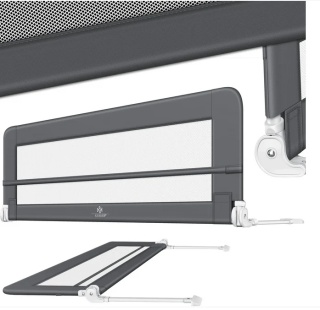 Barierka ochronna do łóżka 200x50x44 cm – metal/poliester – extra wysoka 42 cm – 2 kg