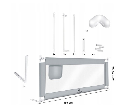 Barierka ochronna do łóżka regulowana – 150x72-96cm zabezpieczenie
