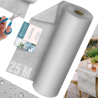 Bieżnik na stół – 25 m x 30 cm – szary – poliester włóknina – 30 g/m²