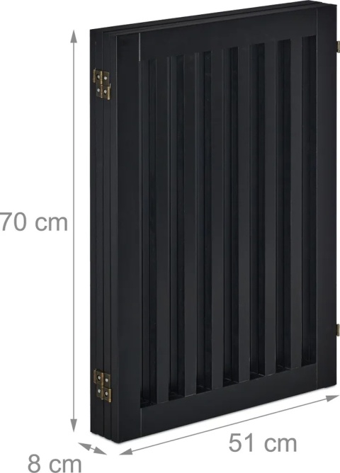 Bramka ochronna dla dzieci 4-częściowa czarna MDF 70x205cm składana barierka zabezpieczająca