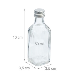 Butelki szklane 50 ml - 30 sztuk - przezroczyste/srebrne - 10x3,5 cm