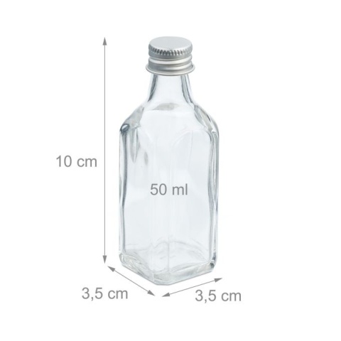 Butelki szklane 50 ml - 30 sztuk - przezroczyste/srebrne - 10x3,5 cm