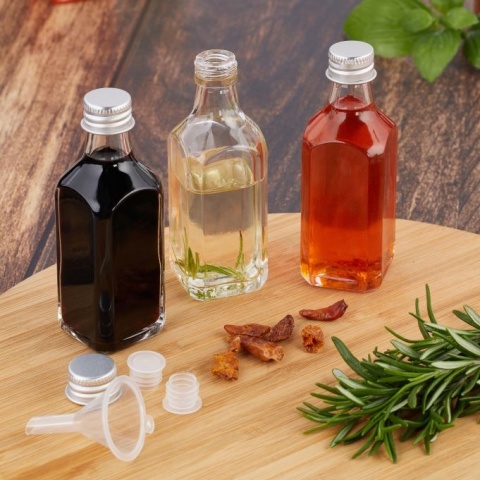 Butelki szklane 50 ml - 30 sztuk - przezroczyste/srebrne - 10x3,5 cm