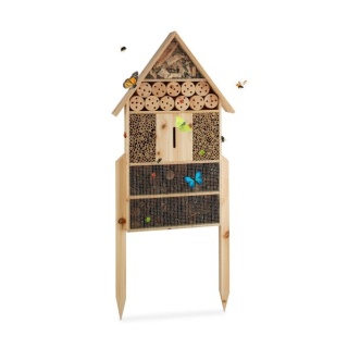 Domek dla owadów XL 79x49x12cm drewno stal bambus szyszki ogrodowy hotel dla pszczół