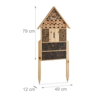Domek dla owadów XL 79x49x12cm drewno stal bambus szyszki ogrodowy hotel dla pszczół