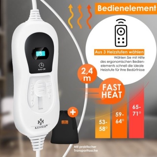 Elektryczna poduszka/pas grzewczy KESSER – 66x28 cm – 100W – 3 poziomy – polar – 220-240V