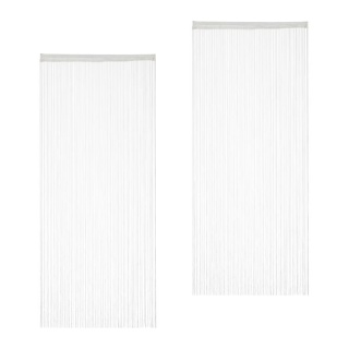 Firana sznurkowa 2 sztuki - biała - 90x245 cm - zasłona nitkowa