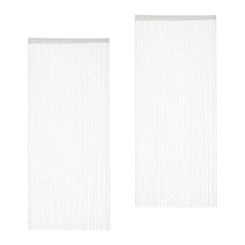 Firana sznurkowa 2 sztuki - biała - 90x245 cm - zasłona nitkowa
