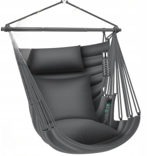 Fotel wiszący KESSER Haiti antracyt 110x120 cm - z poduszkami - do 150 kg - obrotowy 360°
