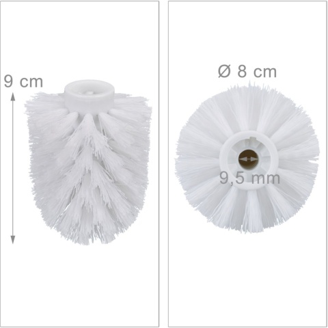 Główka szczotki WC 5 szt. biała gwint 9,5mm średnica 8cm wymienna