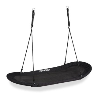 Huśtawka bocianie gniazdo XXL podłużna - 166x71 cm - czarna - regulowana - do 100 kg