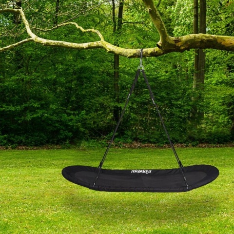 Huśtawka bocianie gniazdo XXL podłużna - 166x71 cm - czarna - regulowana - do 100 kg