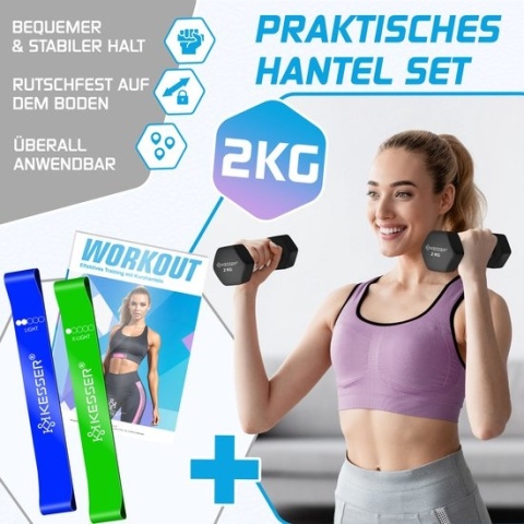 KESSER Hantle 2x2kg zestaw - małe hantelki fitness do ćwiczeń