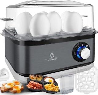 KESSER jajowar elektryczny 8 jaj 500W stal nierdzewna timer omlet miarka czarny/antracytowy