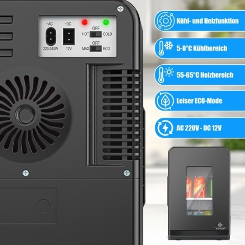 KESSER mini lodówka turystyczna 15L chłodzi/grzeje na kosmetyki leki samochód dom