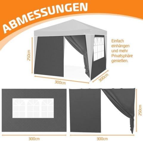 KESSER pawilon 2 ściany boczne 3x3x2,5m antracyt panele do altany ogrodowej
