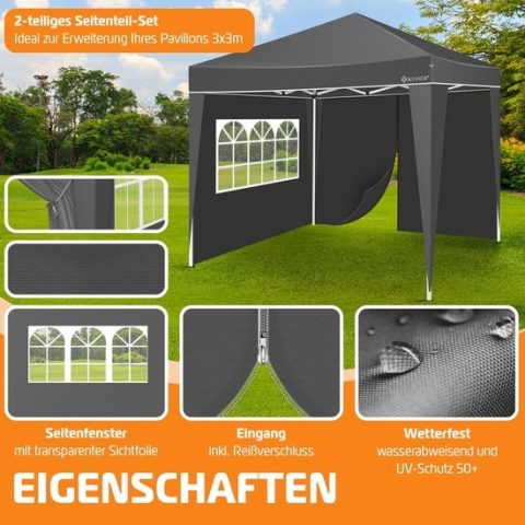 KESSER pawilon 2 ściany boczne 3x3x2,5m antracyt panele do altany ogrodowej