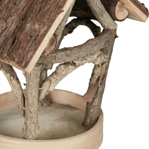 Karmnik dla ptaków drewniany domek 22,5x17x13,5cm jodłowy brązowy do ogrodu