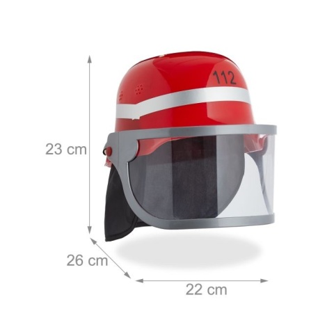 Kask strażacki dla dzieci czerwony 23x22x26cm obwód 45-55cm plastik/poliester