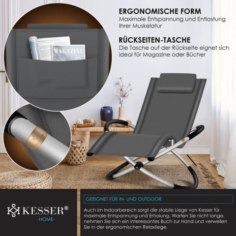 Kesser leżak ogrodowy antracyt – 174x78x89cm – aluminiowy