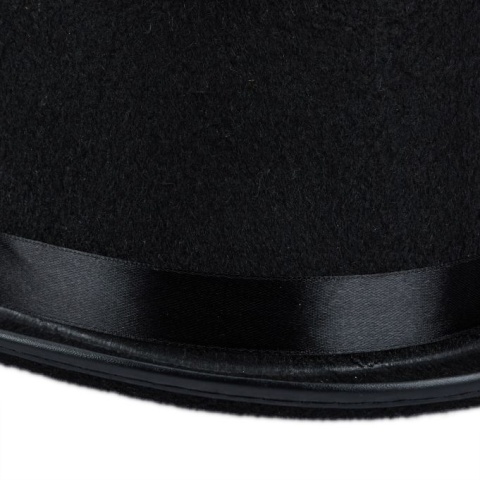 Klasyczny cylinder czarny kostiumowy kapelusz uniwersalny filc błyszczący pasek 59cm