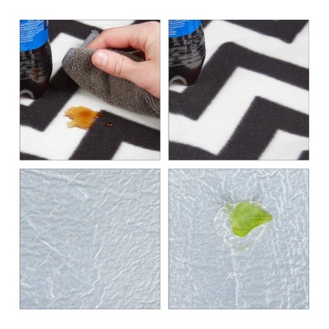 Koc piknikowy polarowy 200x200 cm - czarno-biały zygzak - składany