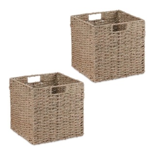 Kosz z trawy morskiej 30x30x30 cm - naturalny - zestaw - do przechowywania