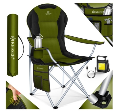 Krzesło kempingowe KESSER - składane - do 150 kg - krzesło wędkarskie