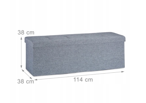 Ławka z pojemnikiem składana 114x38x38cm len ciemnoszara 140L schowek siedzisko