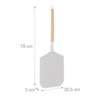Łopatka do pizzy aluminiowa 79cm srebrna drewniana rączka 30,5x30,5cm do pieca