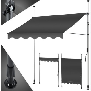 Markiza balkonowa KESSER 150 cm - antracyt - bez wiercenia - z korbą - wodoodporna - UV