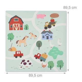Mata piankowa puzzle dla dzieci farma 89,5x89,5cm kolorowa 9 elementów piankowa