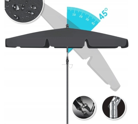 Parasol KESSER antracyt 200x125x240 cm - regulowany