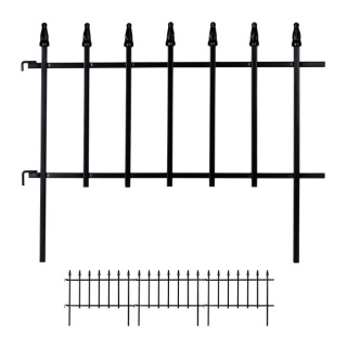 Płotek ogrodowy - obrzeże - czarny - 4 panele - żelazo - 45,5x57,5 cm - długość 226 cm