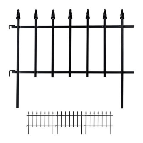 Płotek ogrodowy - obrzeże - czarny - 4 panele - żelazo - 45,5x57,5 cm - długość 226 cm