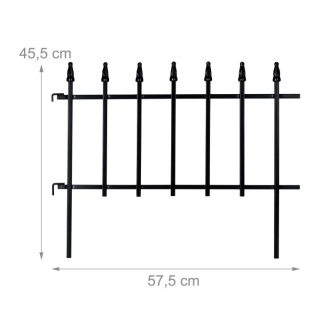Płotek ogrodowy - obrzeże - czarny - 4 panele - żelazo - 45,5x57,5 cm - długość 226 cm