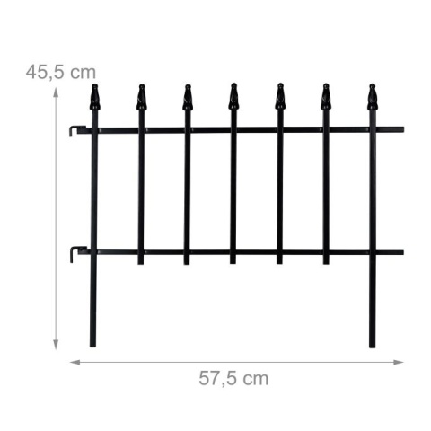 Płotek ogrodowy - obrzeże - czarny - 4 panele - żelazo - 45,5x57,5 cm - długość 226 cm