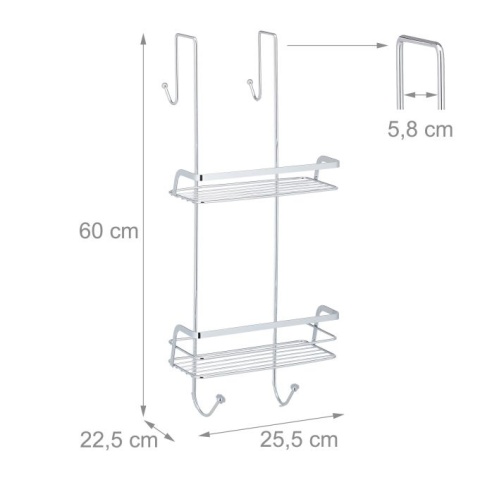 Półka prysznicowa podwieszana - chromowane żelazo - 60x25,5x22,5 cm - srebrna