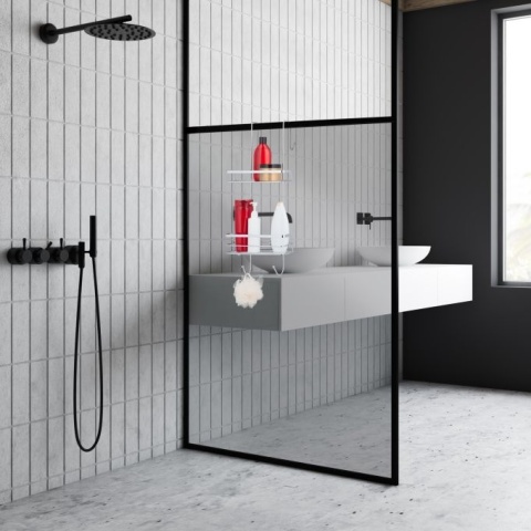 Półka prysznicowa podwieszana - chromowane żelazo - 60x25,5x22,5 cm - srebrna
