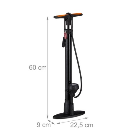 Pompka podłogowa z manometrem 60cm czarna wąż 70cm uniwersalna